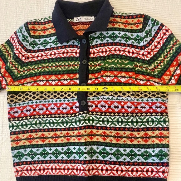 Zara Colorful Patterned Sweater, Size Large - Picture 9 of 9